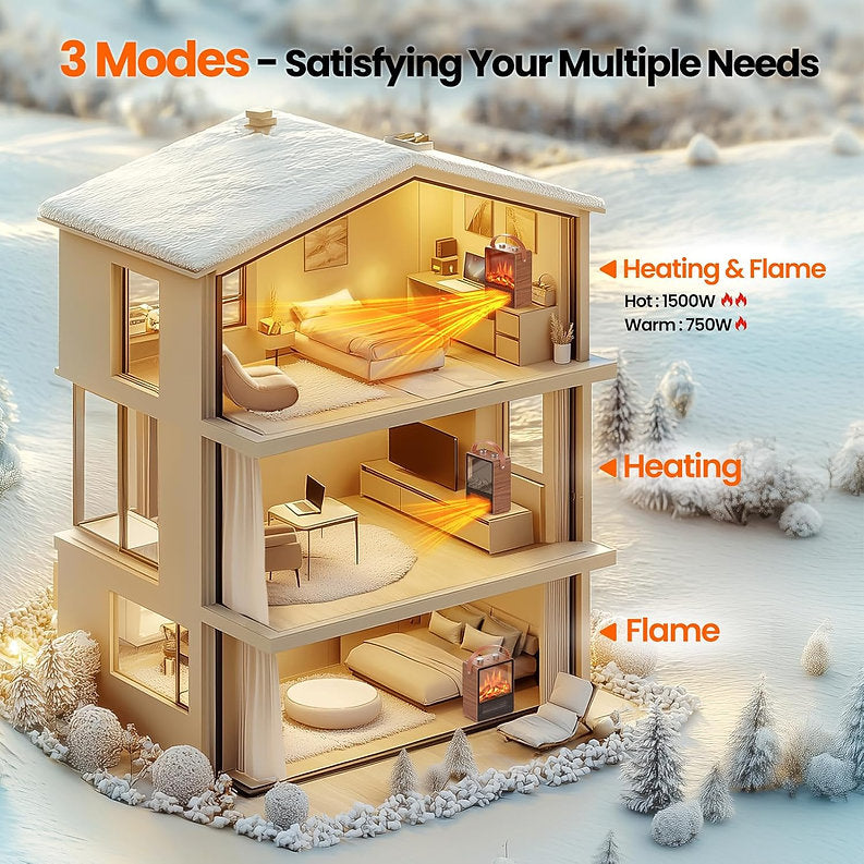 🔥Electric Portable Fireplace Heater - 🎄Christmas Decorations✨
