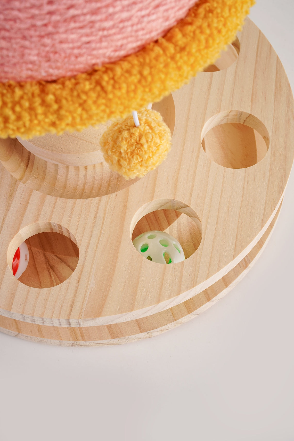 Wood Cat Scratcher| Sisal mushroom cat scratching post| Modern Cat furniture|Interactive toy | Turntable | Cat Tree |Wooden Base &wood ball