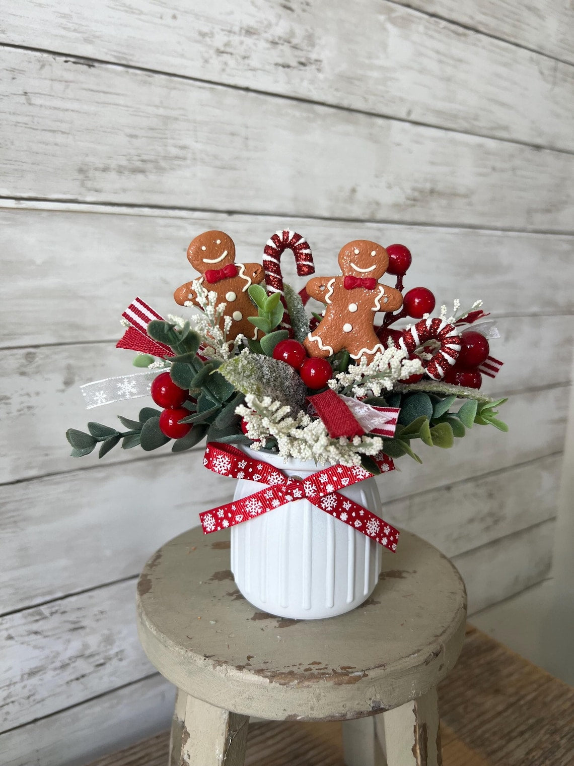 Christmas tiered Tray floral arrangement, Gingerbread tiered tray decor, Gingerbread christmas decor, Christmas tray decor, candy cane decor