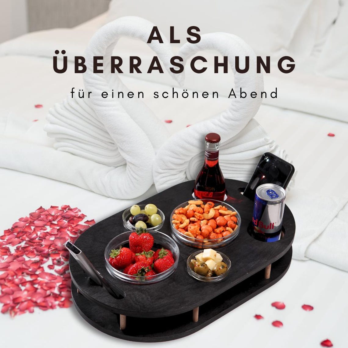 Handcrafted wooden coffee bar with 4 glass bowls | unique snack bar | customizable | camping | tray